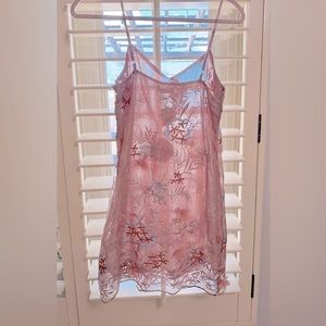 STORIA Riverstone embroidered with appliqué flowers slip dress NWT